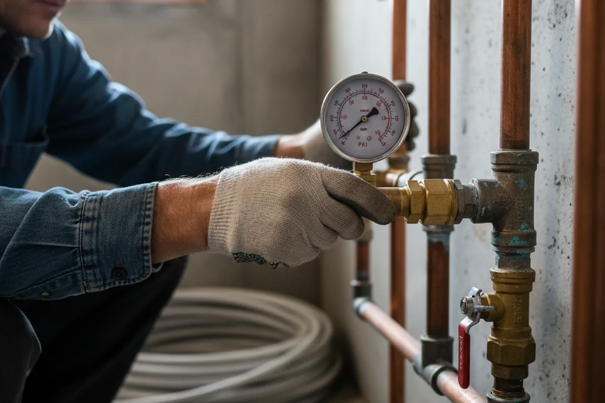 Pressure testing a repaired line during Water Line Repair in Almira